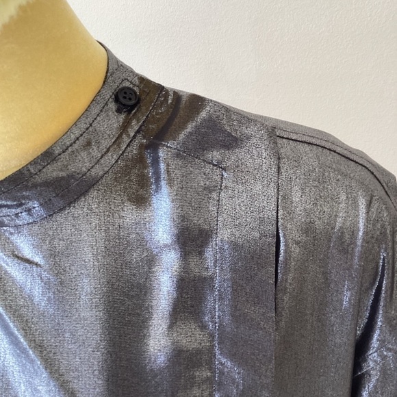 Étoile Isabel Marant Melva Blouse Metallic Grey Long Sleeve Blouse SZ 6/38 - Picture 9 of 11